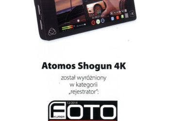 Rekorder Atomos Shogun 4K został wyróżniony w kategorii „rejestrator” przez Redakcję Foto-Kurier