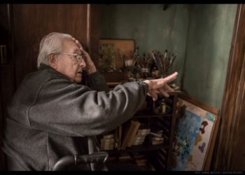 Andrzej Wajda na planie „Powidoków”