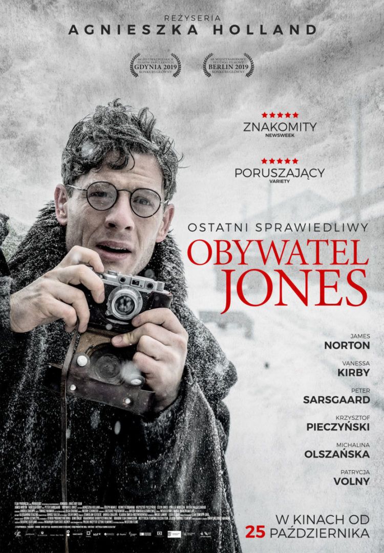 Ostatni sprawiedliwy James Norton na plakacie „Obywatela Jonesa” Thriller polityczny Agnieszki Holland – w kinach od 25 października