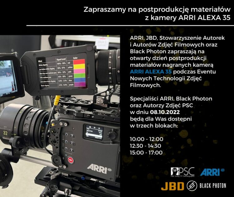 Otwarty dzień postprodukcji materiałów z kamery ARRI ALEXA 35